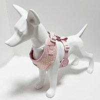 Harnais pour chien rose imprimé personnalisé – Ensemble tendance rembourré, respirant, durable, réglable, à fermeture rapide, motif léopard