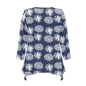 6xl personnalisé femmes <span class=keywords><strong>grande</strong></span> <span class=keywords><strong>taille</strong></span> 3/4 manches coupe ample Flare balançoire <span class=keywords><strong>tunique</strong></span> hauts Floral grand basique t-shirt chemisiers et chemises pour femmes - Product Image 4