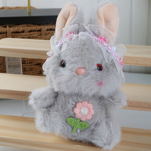Nhồi bông thỏ động vật sang trọng Bunny Keychain vườn ren headscarf tai dài peluches plushie đồ chơi Bunny Thỏ dây đeo chìa khóa - Product Image 5
