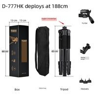 Trépied portable numérique compact de 1,8 m pour téléphone et appareil photo, noir, avec anneau lumineux, idéal pour selfies, diffusion en direct et voyages