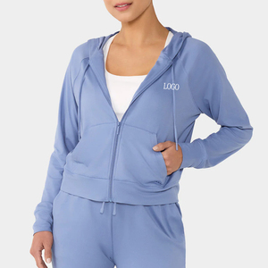 <span class=keywords><strong>Felpa</strong></span> Sportiva da Donna Personalizzata OEM <span class=keywords><strong>con</strong></span> Logo, <span class=keywords><strong>Zip</strong></span> e Coulisse, Crop Top <span class=keywords><strong>in</strong></span> <span class=keywords><strong>Pile</strong></span> Leggero ad Asciugatura Rapida per Palestra - Product Image 1