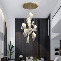 Lustre LED moderne minimaliste en acier inoxydable pour villa duplex, éclairage d'escalier de style nordique de luxe