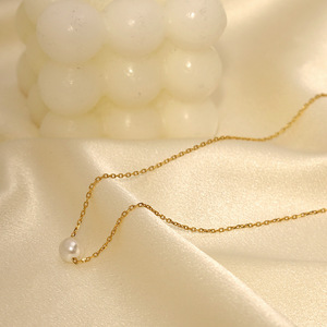 Stainless Steel Necklace Pearl Pendant Gold Clavicle Chain Jewelry Korean Style Fashion Simple Gift - Product Image 3