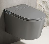 Toilette moderne grise allongée de haute qualité avec siège chauffant, chasse d'eau siphonique, montage mural, télécommande incluse, hôtels, villas, siphon en P