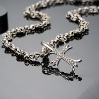 Bracelet chaîne gourmette vintage en acier inoxydable avec croix chrétienne en zircon, bijou gothique en alliage de zinc, cadeau