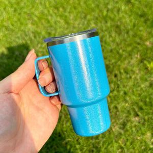 Vaso de Acero Inoxidable Mini de 3oz con Asa y Pajita para Whisky, Tequila, Vodka, con Brillo y Colores Arcoíris, para Sublimación - Product Image 4