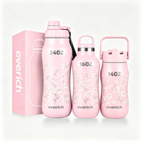 Bouteille d'eau isotherme à double paroi incurvée ergonomique, qualité alimentaire, gourde de sport, plusieurs couvercles brevetés, logo personnalisé, thermos