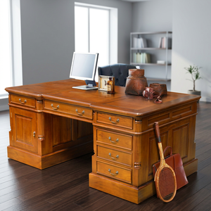 Bankers Writing <b>Desk</b> Britannia Style Mahogany <b>Wood</b> - Product Image 3