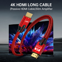 Câble HDMI 4K de 30 mètres en gros d'usine, amplificateur de signal 18 Gbit/s, ARC, coque en aluminium, câble tressé pour HDTV