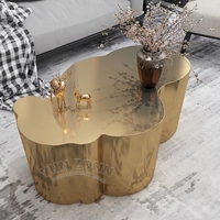 YunZonn Table basse moderne de luxe en acier inoxydable finition miroir argenté de haute qualité forme Unique maison hôtel salon Bar
