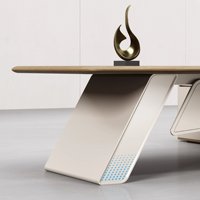Bureau de direction en forme de L moderne et combinaison de chaise, panneau en pin, design modulaire, bureau d'ordinateur de luxe pour une seule personne