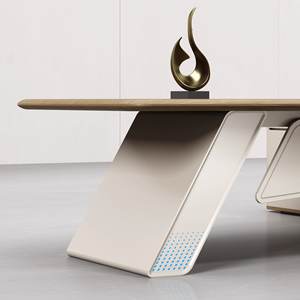 Moderner L-förmiger Chefschreibtisch und Stuhl-Kombination Kiefernholz-Panel Modulares Design Einzelpersonen-Luxus-Computertisch - Product Image 4