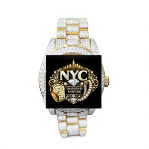 Montre de luxe vintage pour homme en or jaune de haute qualité avec bracelet en moissanite et fermoir pliant - Product Image 1