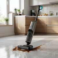 Nettoyeur de sols humides/secs sans fil OEM pour la maison, aspirateur avec filtre HEPA, eau chauffée, auto-nettoyant, moteur BLDC, écran LCD