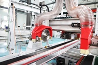 Máquina CNC para fabricación de gabinetes y puertas de madera, con sierra de cuatro lados y router CNC, en venta.
