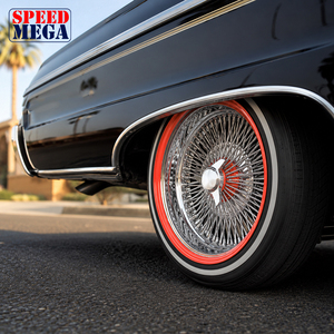 ล้อแม็กซ์ Speedmega 22x8 แบบ Reverse 150-Spoke Straight Lace สีโครเมียมแดง  ทำจากอะลูมิเนียมฟอร์จ  ขึ้นรูปด้วยเครื่อง CNC สำหรับรถเชฟวี่ - Product Image 4