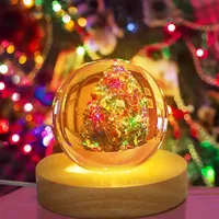 Vente en gros de lumière blanche chaude ronde et carrée Base de lampe à LED en bois Base de lampe à LED personnalisée pour veilleuse à LED 3d avec carte acrylique ABS
