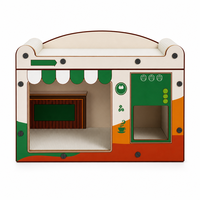 YAOYUE Maison à chat en carton ondulé, thème café, avec griffoir, auvent festonné et base en panneau de densité
