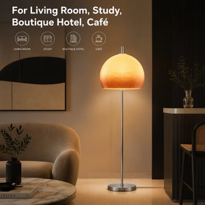 Lampadaire LED champignon télécommandé, design vintage Bauhaus du milieu du siècle, en verre et fer, pour chambre à coucher, chevet, salon - Product Image 1