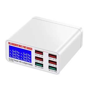 6 Port 6 <strong>USB</strong> QC3.0 5V 9V 12V <strong>Display</strong> Screen Multi-port Quick Charger Station <strong>Display</strong> Screen Special Smart Charger Station - Product Image 1