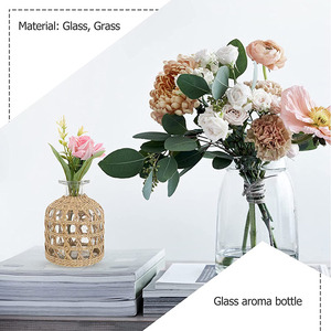 Vase en verre de fleurs séchées, Style campagnard américain, Vase en verre avec paille de Tartan tissée, filet créatif avec filet en <span class=keywords><strong>corde</strong></span> - Product Image 6