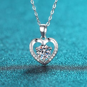 Eternity Sway Heart Pendant Necklace for Women 18k Real Solid White Gold VVS1 D Clarity Lab Grown Diamond Fine Jewelry <b>Chain</b> - Product Image 2