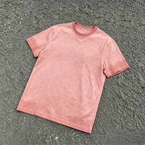 Camiseta de algodón de manga corta con cuello redondo y color sólido para hombre, estilo casual de punto, corte regular - Product Image 2