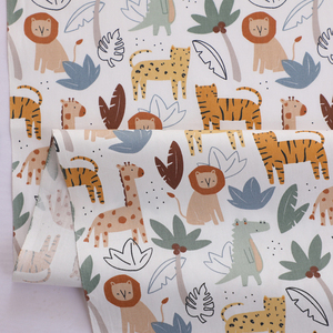 RTS <span class=keywords><strong>Tissu</strong></span> en coton imprimé animaux de la <span class=keywords><strong>jungle</strong></span> 100% coton - Product Image 3