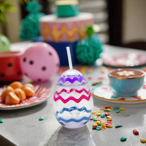 Bicchieri in Plastica PET da 550ml a Forma di Cartone Animato, Stile Uovo di Pasqua e Natale, con Cannuccia - Product Image 6