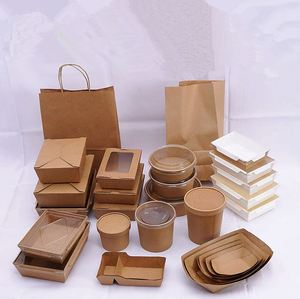 Juego de Tazones y Vasos Desechables de Papel Kraft Personalizables para Pollo Frito, Fideos, Galletas y Hamburguesas - Product Image 3