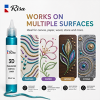 리사 3D 펄레센트 아크릴 라이너 12색 세트 30ml OEM 공장 직판 메탈릭 페인트펜 (아트, 공예, 학용품)