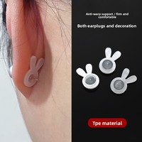 Attaches de boucles d'oreilles en forme de cœur de lapin mignonnes, en acrylique translucide, anti-perte, pour femmes
