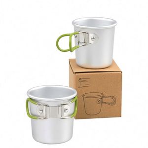 Mug de camping pliable en aluminium avec poignée, tasse à boire légère en métal, utilisation en extérieur, facile à nettoyer pour la randonnée et les voyages - Product Image 1