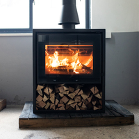 Poêle à bois autoportant CE ROHS 12KW R1202A, design simple, en acier noir, écologique, pour chauffage intérieur, foyer à bois