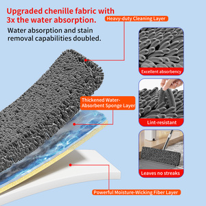 Stainless Steel Flat <strong>Floor</strong> <strong>Mop</strong> Bucket Wringer Set Hands-Free High Capacity Durable Chenille <strong>Mop</strong> 2 Mopheads for Home Office <strong>Floor</strong> - Product Image 5