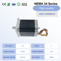 Moteur pas à pas Nema 34 à double arbre, 1,8°, 4 phases, 8,67 N.m (1228 oz.in), 3V 6A, 8 fils, indice de protection IP, 86 mm, 4 kg, pour usinage CNC industriel