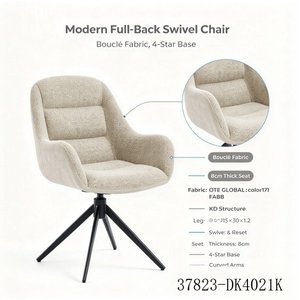 Fauteuil pivotant moderne en tissu pour salon avec pieds en métal, dossier solide, fauteuil de détente 37823-DK4013K - Product Image 6