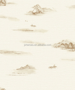 Papel tapiz de paisaje de estilo chino remoto, pintura de tinta de barco solitario, chinería - Product Image 3
