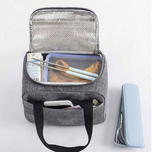 Sac à déjeuner isotherme portable en tissu Oxford réutilisable et lavable, sac à bento imperméable pour l'école et les pique-niques, vente en gros - Product Image 4