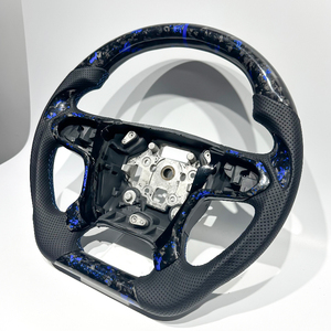 Volant en fibre de carbone forgée bleue avec cuir perforé, amélioration sportive compatible avec <span class=keywords><strong>Chevrolet</strong></span> Silverado 2005-2023 - Product Image 4