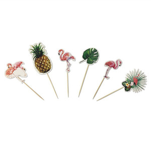 Flamingo Pineapple Cake Toppers Watercolor Design Birthday Party Dessert Decorations Disposable Paper Cupcake Toppers - Product Image 2