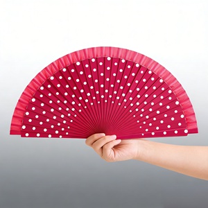 Abanico de Mano de <span class=keywords><strong>Madera</strong></span> de Colores con Patrones Temáticos de Puntos Rojos, Pintado a Mano de Doble Cara, <span class=keywords><strong>para</strong></span> <span class=keywords><strong>Regalos</strong></span> <span class=keywords><strong>del</strong></span> Día <span class=keywords><strong>del</strong></span> <span class=keywords><strong>Padre</strong></span> y Graduaciones, Suave - Product Image 3