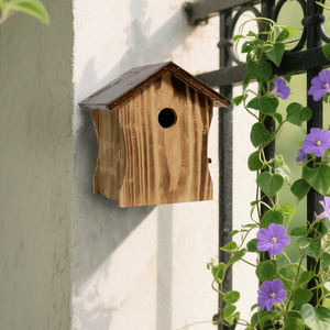 Ahşap kuş evleri dışında ispinoz Finch kardinaller için kutup ahşap kuş evi ile asılı gümrükleme bahçe ülke evler - Product Image 6