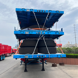 JOZOTG 3 4 <span class=keywords><strong>essieux</strong></span> 30 50 tonnes 20 pieds 40 pieds Suspension pneumatique à pneu unique Essieu avant élévateur semi-<span class=keywords><strong>remorque</strong></span> à plat pour l'Arabie saoudite - Product Image 4