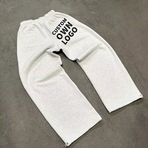 Pantalon de survêtement en coton éponge épais de haute qualité unisexe Pantalon de survêtement ample à jambe large Vêtements personnalisés pour hommes et femmes - Product Image 5