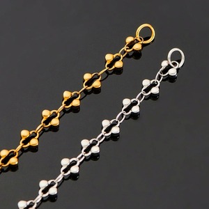 Collier ras du cou vintage en acier inoxydable fait main, étanche, 5 mm, motif floral, double chaîne à perles, apprêts de bijoux romantiques - Product Image 4