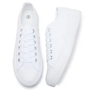 क्लासिक ठोस रंग कस्टम कैनवास स्नीकर्स सफेद कैनवास जूते के बिना लिंग के सफेद कैनवास जूते