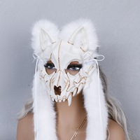 Masque de loup en peluche avec oreilles d'animaux pour Halloween, cosplay, fête, performance, accessoire de costume