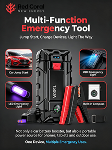 Démarreur de batterie de voiture portable 4-en-1, <span class=keywords><strong>booster</strong></span>, batterie externe 10000mAh, pack de batteries au lithium avec gonfleur de pneus et lumière LED - Product Image 4