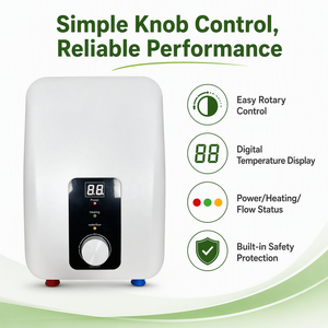 Chauffe-eau électrique instantané mini sans réservoir, portable, avec commande par bouton pour cuisine et salle de bain - Product Image 5
